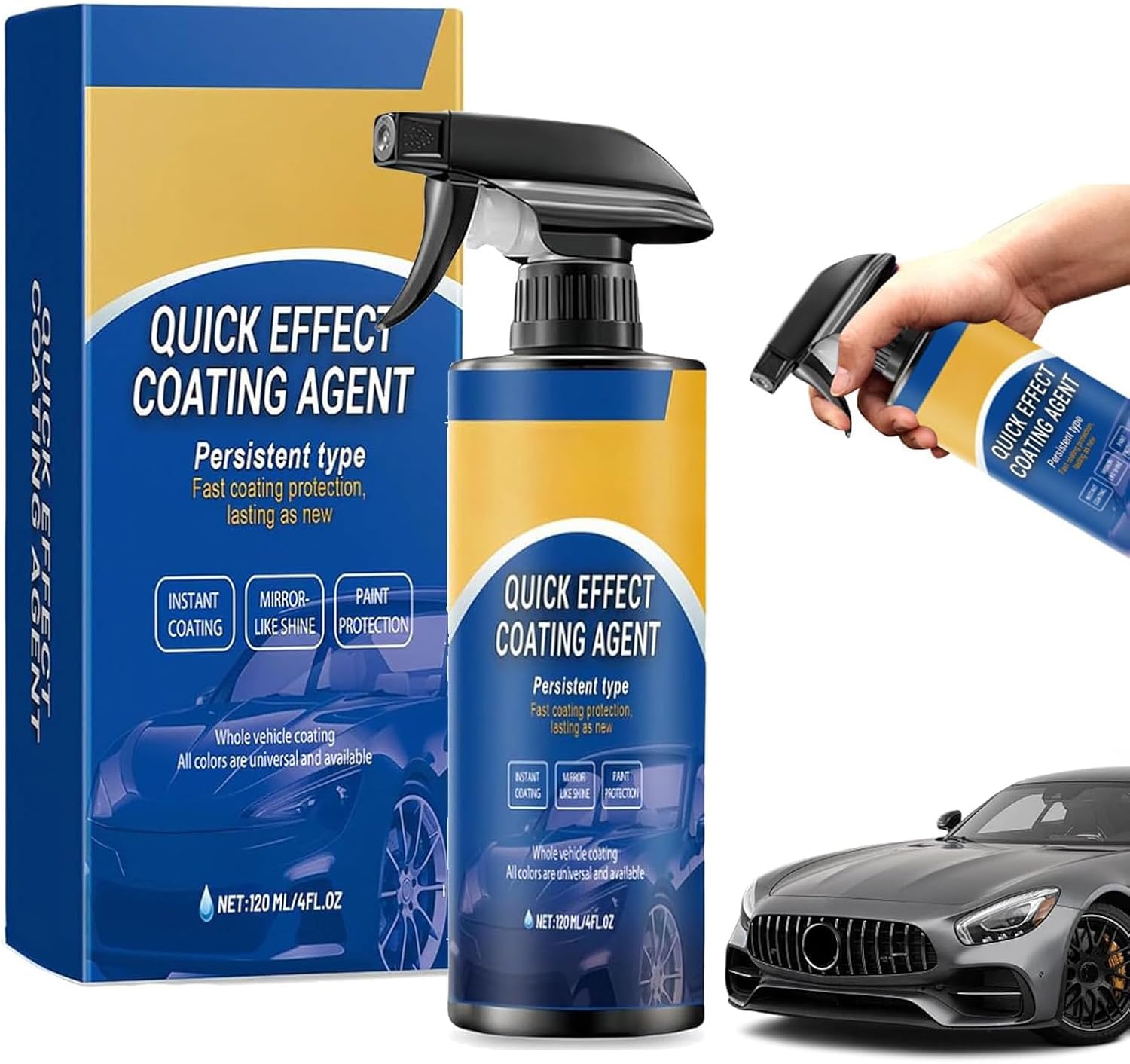 Advanced Car Quick-Acting Coating Agent Spray for Vehicles, Multifunctional Car Restore Spray,Oil Film Emulsion Glass Cleaner,Persistent Type Fast Coatin Protection Lasting as New（1PC）