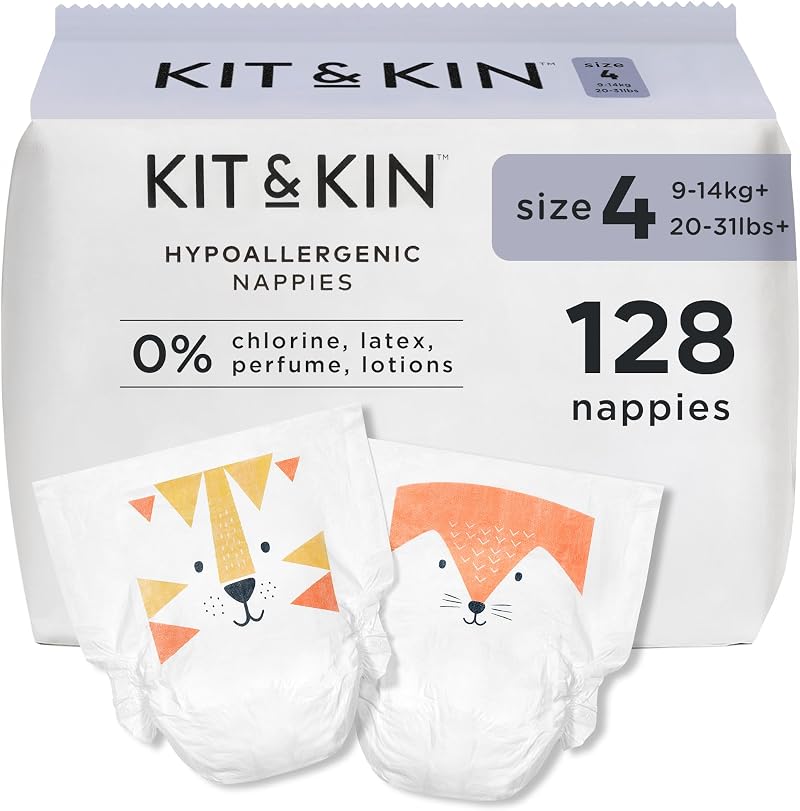 Kit & Kin Premium Baby Nappies Size 4 9-14 kg 128 Nappies