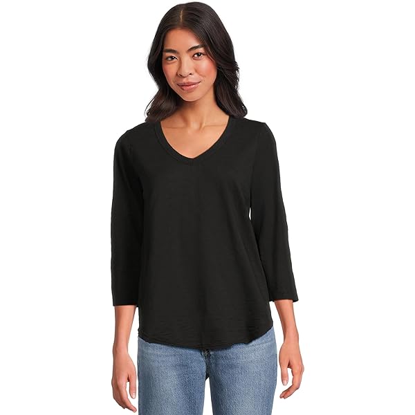 (取寄) モッドオードック レディース 3/4 スリーブ V-ネック ティー ウィズ カーブ ヘム Mod-o-doc women 3/4 Sleeve V-Neck Tee with Curved Hem White 4 Mod-o-doc Women's 3/4 Sleeve V-Neck Tee with Curved Hem