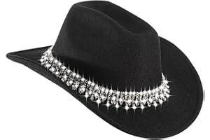 YESCRIBIR Womens Cowboy Hat Rhinestone Hat Western Cowgirl Hat Wide Brim Diamond-Glitter Size:Medium-Large
