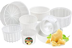 PetriStor 7pcs Cheese Making Kit - Soft & Hard Cheese Molds - Beginner Friendly - Polypropylene Material - Traditional Style 