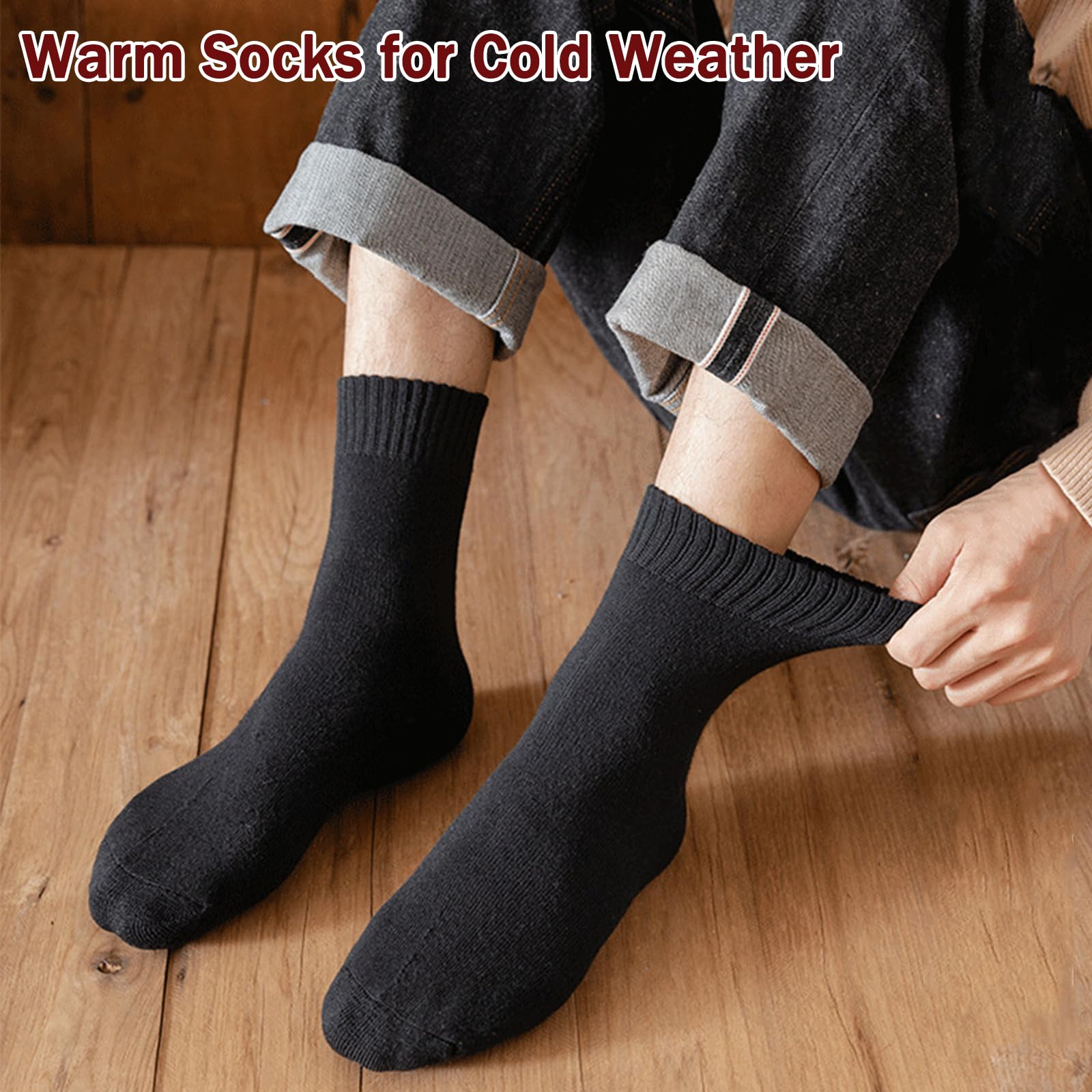 MOSOTECH Thermosocken Herren, 5 Paar Dicke Warme Socken Herren, Atmungsaktiv Schwarz Socken Wintersocken Wollsocken Wandersocken, EU Größe 39-45 2