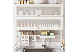 Double-Layer Dish Rack Kitchen Rack Above The Sink Dish Drain Rack Multi-Layer Dish countertop Multi-Function Storage Rack Dr