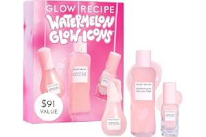 Glow Recipe Watermelon Glow Icons Skin Care Gift Set - Niacinamide Dew Drops Face Serum (40ml) + PHA + BHA Pore Minimizing Toner with Hyaluronic Acid (150ml) + Pink Juice Facial Moisturizer (25ml)