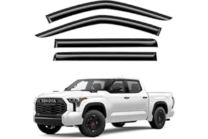 GrandWheel Co Smoke Tinted Tape-On Side Window Vent Visor Deflectors Rain Guards Compatible with Toyota Tundra 2022-2023 CrewMax - 4pcs. GW0253
