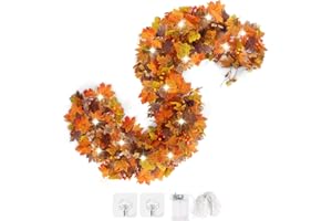 TYNIAIDE Thanksgiving Garland,Thanksgiving Decorations 6FT Fall Leaves Garland for Home Indoor Outdoor,Artificial Autumn Hanging Decor for Mantle Table Fireplace Party Patio