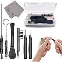 Hearing Aid Cleaning Kit – 6 Cleaning Tools with 4 Brushes & 2 Wax Picks, 14×14 cm Cloth, 6.5×9.5 cm Transparent Storage Box,