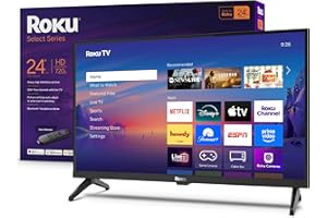 Roku Smart TV 2025 – 24-Inch Select Series, 720p HD TV – Roku TV with Voice Remote – Flat Screen LED Television with Wi-Fi for Streaming Live Local News, Sports, Family Entertainment
