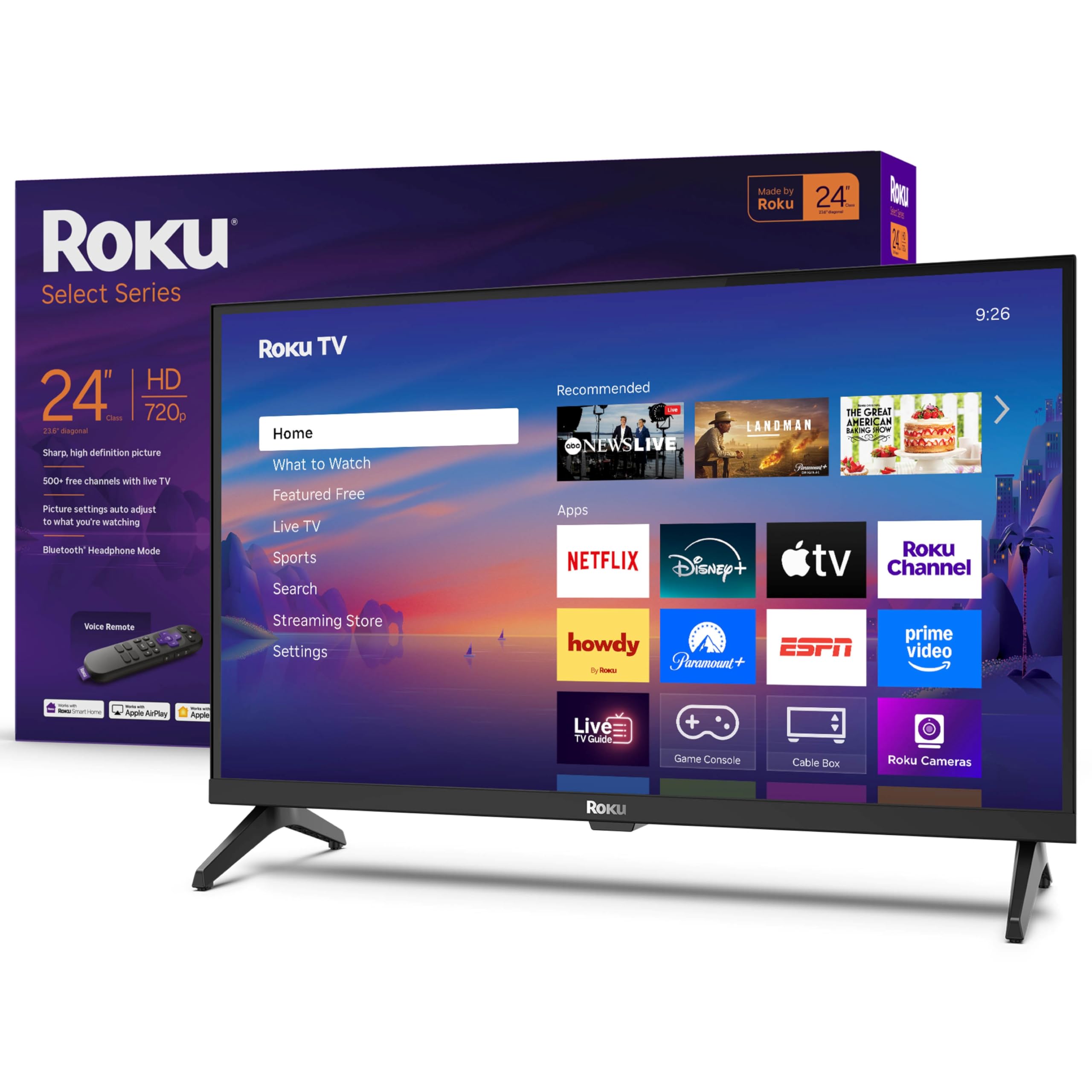 Photo 1 of Roku Smart TV 2025 – 24-Inch Select Series, 720p HD TV – Roku TV with Voice Remote – Flat Screen LED Television with Wi-Fi for Streaming Live Local News, Sports, Family Entertainment