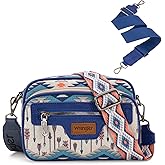 Wrangler Aztec Crossbody Bags for Women Crossbody Purse Shoulder Handbag Crossover Bag with Two Replaceable Strap
