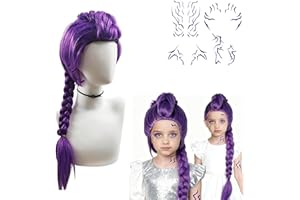 Purple Braid Wigs for Kid Girls, Long Purple Girls Braid Wigs with Sticker, Purp le Wig with Braided, Anime Braided Wig Purp 
