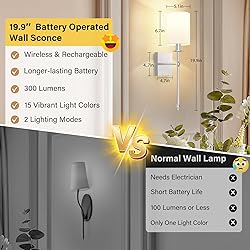 19.9 Inch Battery Operated Wall Sconces Set of 2