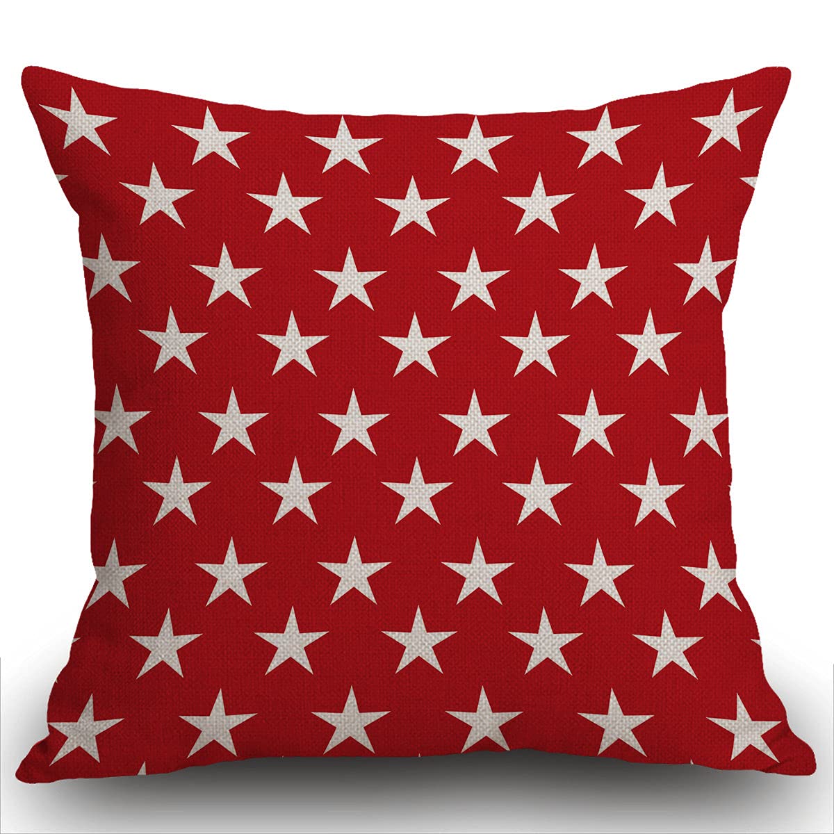 Smooffly Stars Cushion Cover, USA Flag White Stars on a Red Background Seamless Pattern Throw Pillow Case Home Decorative for Men/Women Living Room Bedroom Sofa Chair 18X18 Inch Pillowcase 45X45cm