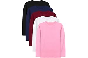 Cooraby 5 Pack Girls Long Sleeve Tees Girls' Soft T-Shirts Kids Basic Crewneck T-Shirts Top for Teen Youth Girls, 2T-14Y