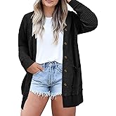 Eytino Womens Plus Size Cardigans Casual Long Sleeve Waffle Knit Front Button Tops(1X-5X)