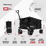 MoverX 200L Folding Trolley on Wheels, Portable Camping Cart, Black view 2
