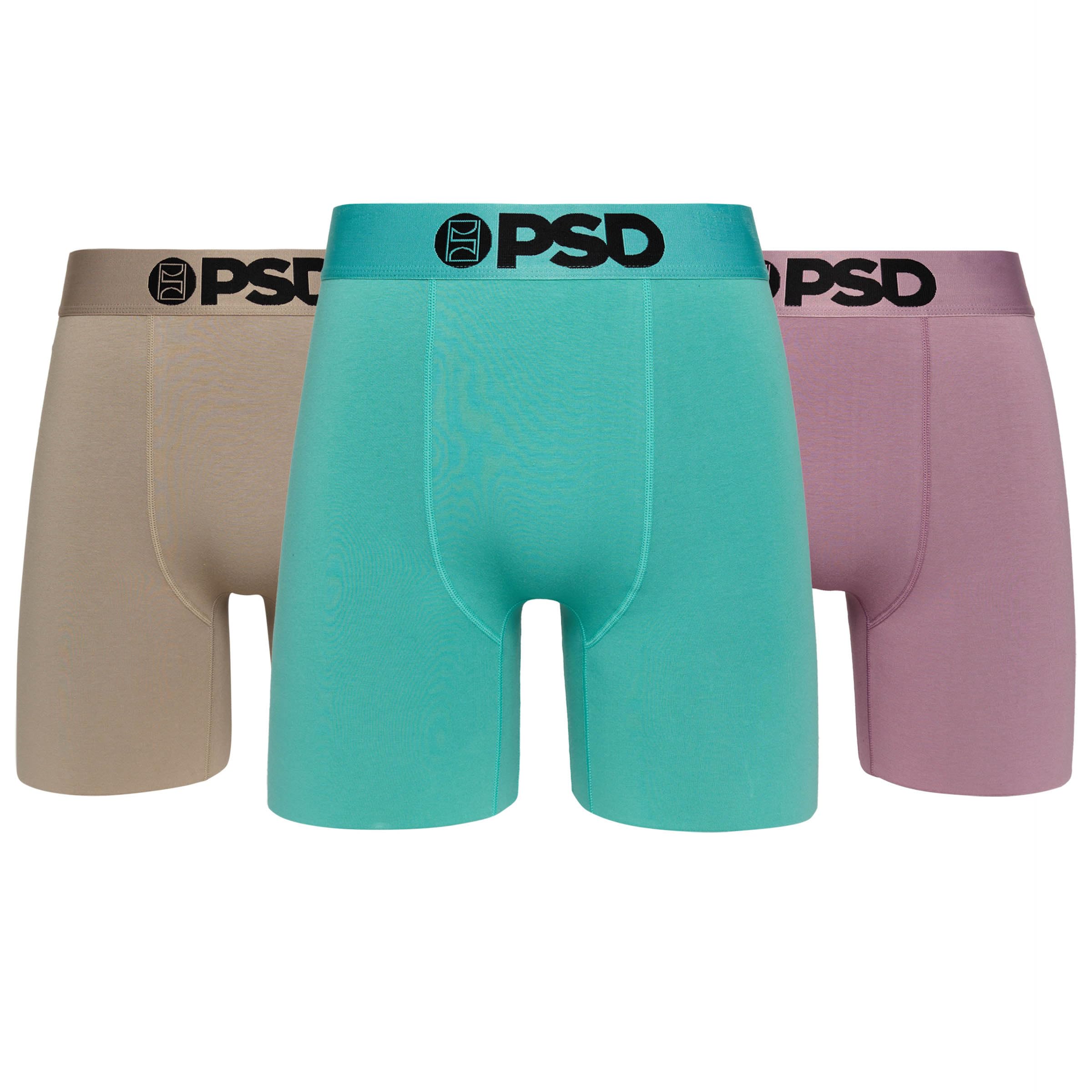 PSD Underwear Men's Essentials Solid Cotton Boxer Brief 3 Pack, Multi, XL Image
