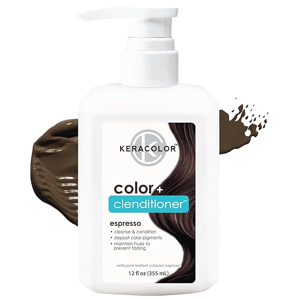 KERACOLOR COLOR + CLENDITIONER 3-IN-1 COLOR-DEPOSITING CONDITIONER, GENTLY CLEANSES & CONDITIONS, SEMI-PERMANENT ESPRESSO HAIR COLOR, 12 FL OZ