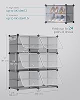 SONGMICS Interlocking Shoe Rack 6-Slot Modular Storage Cabinet Slate Grey view 5