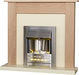 Adam Southwold Oak Cream Fireplace Suite 43 Inch with Brushed Steel Helios view 2
