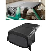 HECASA Soft Top Compatible with 1995-1998 Sidekick Geo Tracker | Replacement; Compatible with 1995-1998 Suzuki Sidekick &amp; Geo Tracker with Tinted; Plastic Window, Black Premium Grade