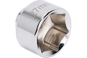 Generic 27mm/1.06in Oil Filter Socket Wrench, CR V Steel Low Profile Wrench, Hex Design Chrome Plated Tool with Low Profile, 