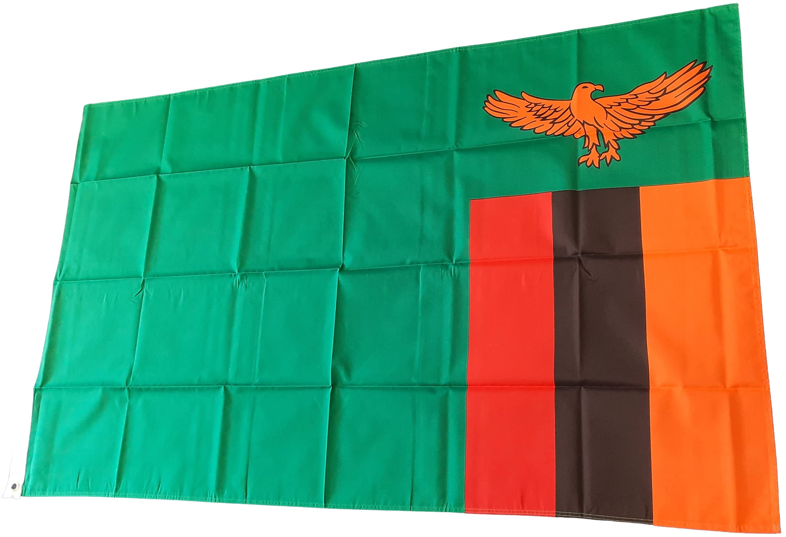 NWFlags Zambia Flag 5ft x 3ft 75d Premium Polyester Suitable For Flagpoles | Strong Polyester 5x3 foot material large Zambian flag with 2 metal Eyelets