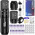 Mast Tattoo Wireless Tattoo Kit Fold Pro Tattoo Pen Machine Gun with 2 Batteries Complete Tattoo Kit Needles Cartridges MY032