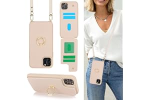 Lipvina for iPhone 11 Pro Max Phone Case with Card Holder and Strap for Women,Crossbody Lanyard,Kickstand Ring Stand,Snap Clasp,Phone Wallet Cases 6.5 inch(Beige)