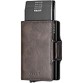 VULKIT Credit Card Holder RFID Blocking Leather Automatic Pop Up Wallet Magnetic Wallet Double Card Case for Men and Women