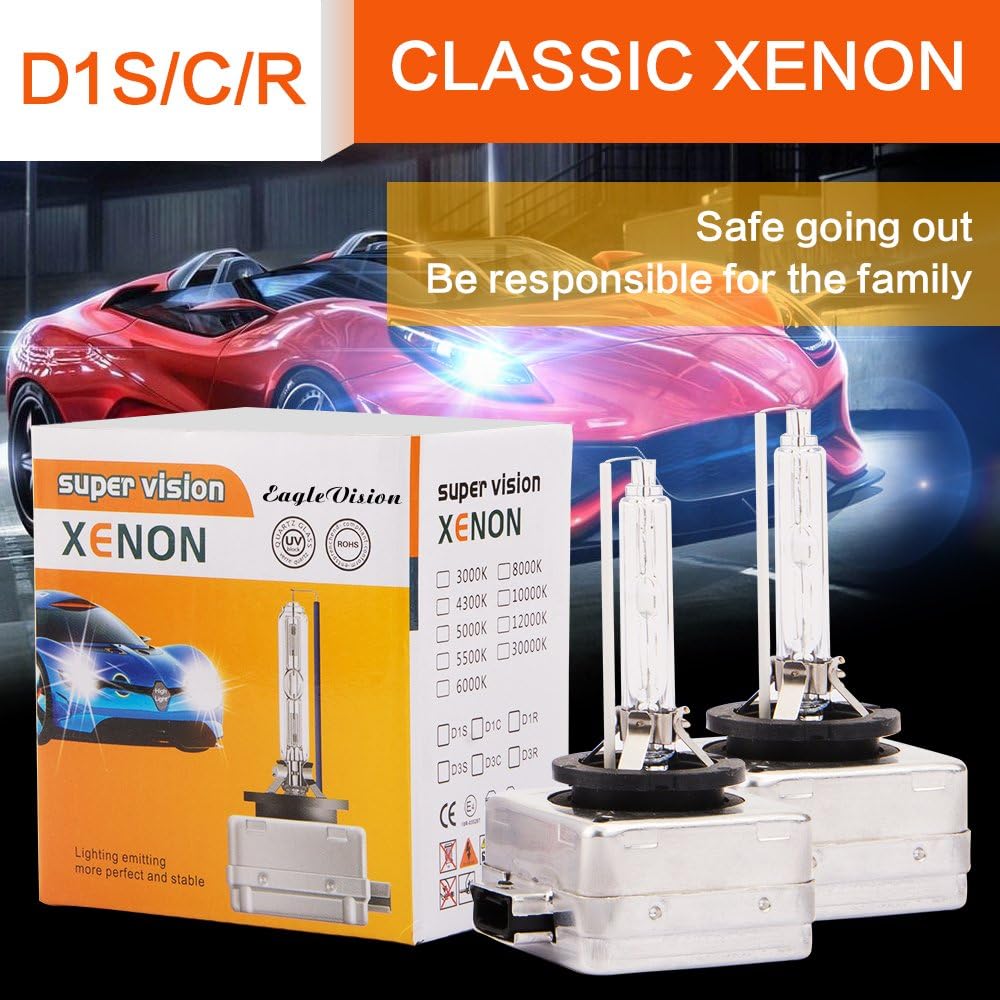 Pair HID Bulb Conversion 35W 5500LM D1S 6000K Quick Start High Brightness Anti-UV Blue Tube IP65