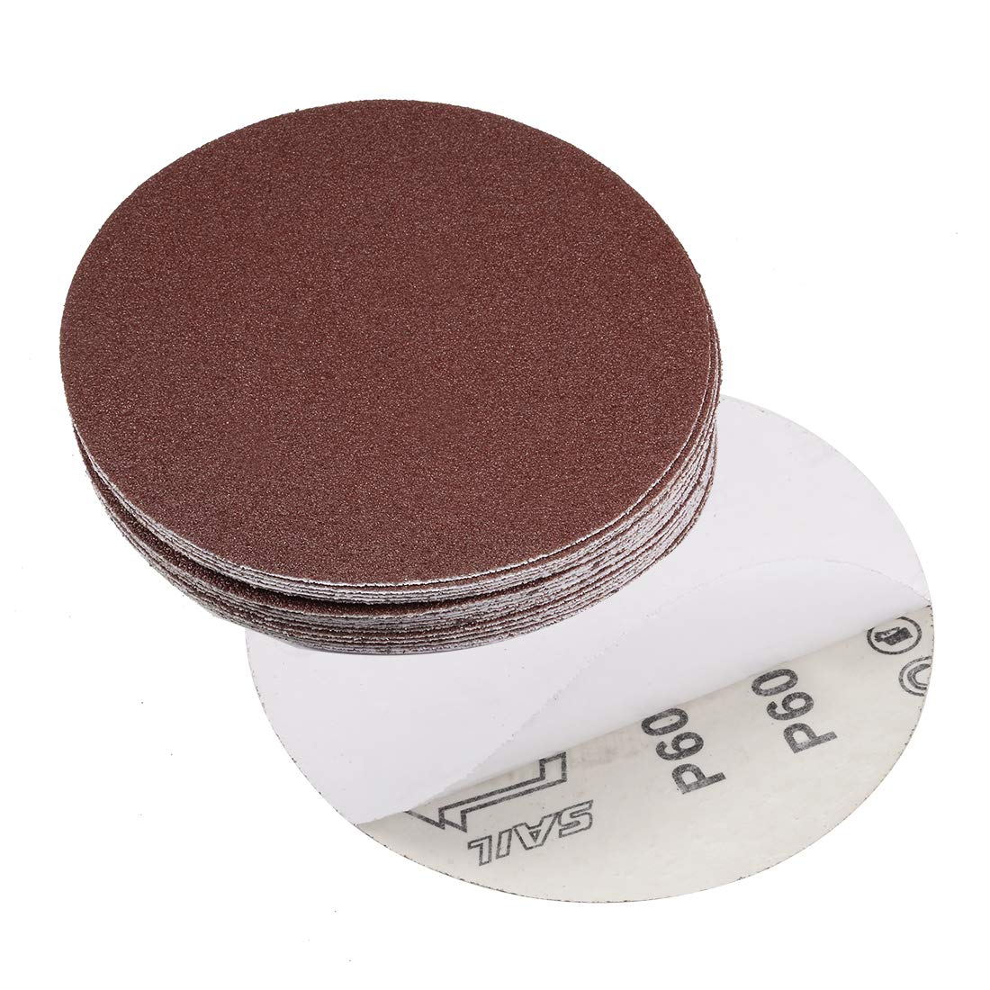 sourcing map 6" PSA Sanding Discs 60 Grits Self Stick Aluminum Oxide Sandpaper for Random Orbital Sander Wood Metal Auto Dry Polishing 20pcs