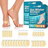 60pcs Hydrocolloid Gel Blister Cushion Bandages, Waterproof Adhesive Blister Bandages for Foot, Toe & Heel, Blister Cushions for Prevention & Recovery, Variety Pack