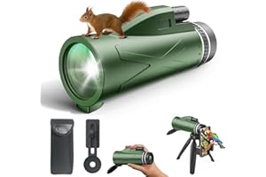 Eullsi 80x100 HD Monocular Telescope, Monoculars for Adults High Powered with Smartphone Adapter Tripod, BAK-4 Prism & FMC Lens, Suitable for Bird Watching Stargazing Hunting Camping, Green