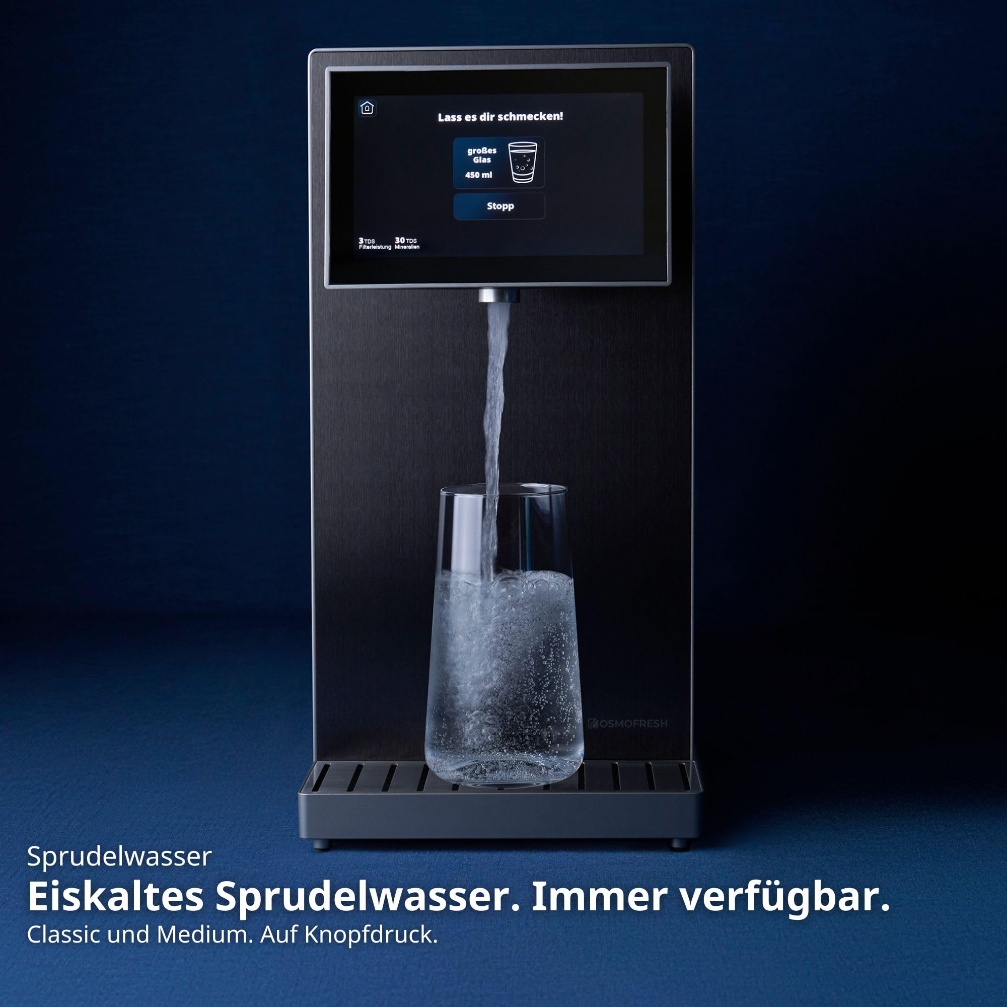 OsmoFresh Fusion Pro Auftisch Osmoseanlage | Wassersprudler|Kühlung| Keine Installation | Heißwasserspender | 7x Filterung | Mineralisierung | 3-fach UV-C | Festwasseranschluss |Abwasserverhältnis 4:1 3