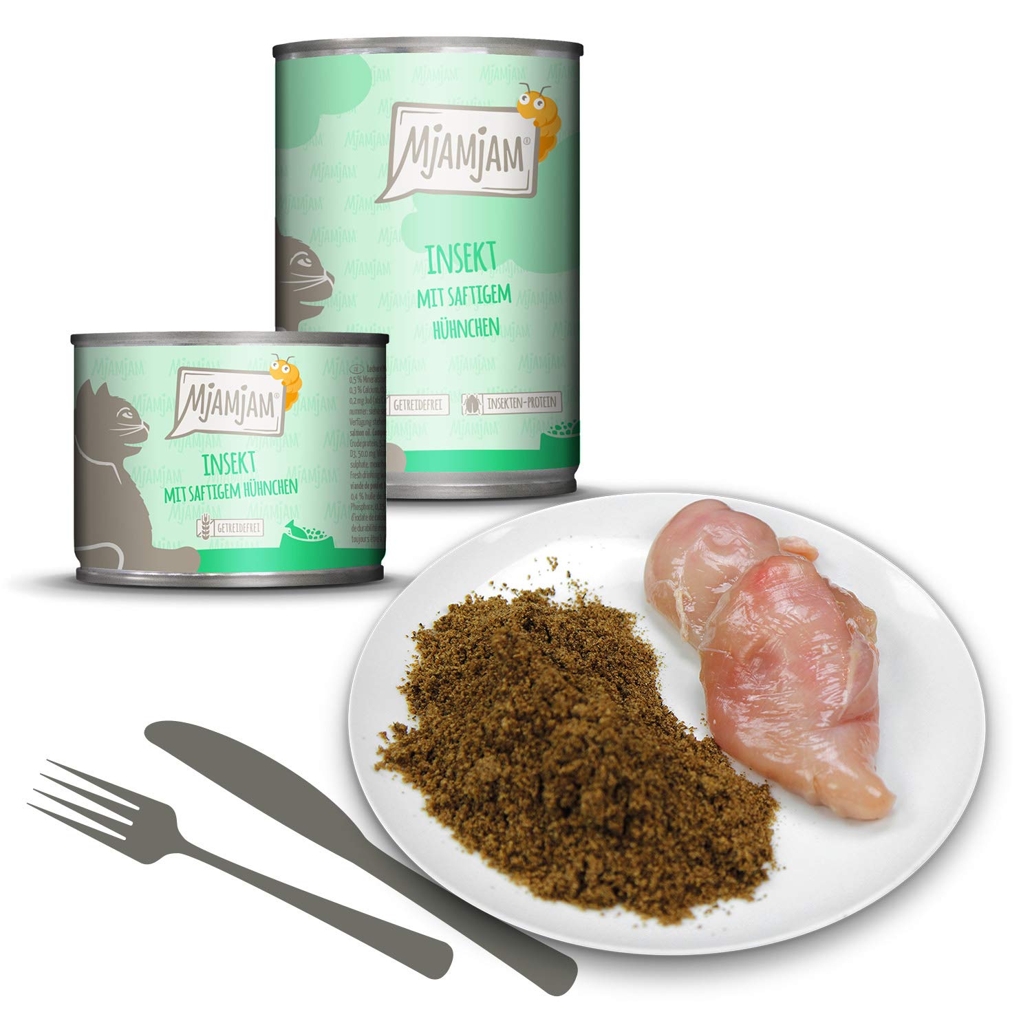 MjAMjAM - premium wet food for cats - Quetschie - insect with juicy chicken, pack of 6 (6 x 200 g), grain-free with insect protein โ image 1