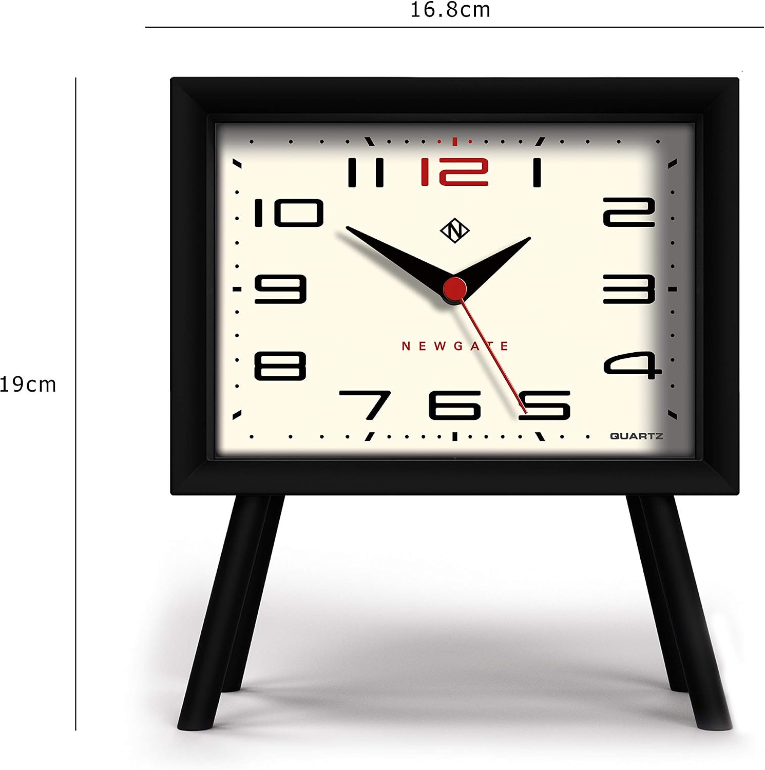 NEWGATE Henry Mantel Clock Black with Silent Non-Tackle Movement, Plastic, Cream, 19 x 16.5 x 7.5 cm, 19 x 16.6 x 7.5cm - Image 3