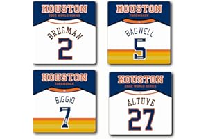 AARONIE Astro Coasters for Drinks, Houstno Baseball Coasters Set of 4, for Astro Home Decor