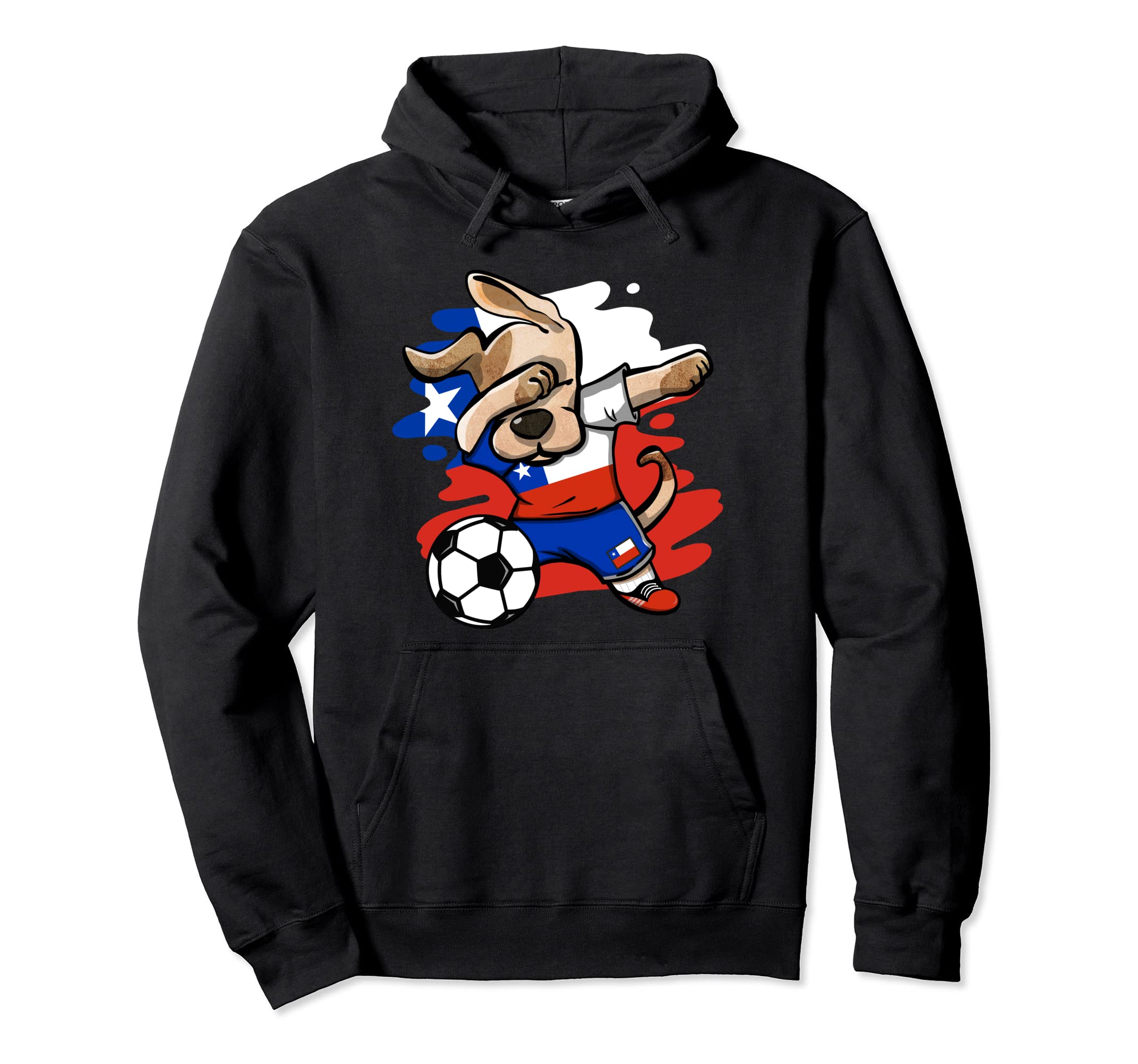 Dabbing Dog Chile Soccer Fans Jersey Chilean Flag Football Pullover Hoodie