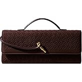 Woven Bags Evening Clutch Purses Bags for Women With Adjustable Long Strap Crossbody Handbag Wallets PU Leather