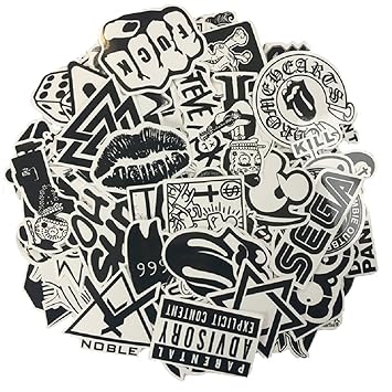 120 Stück schwarzer weißer Vinylaufkleber Graffiti-Abziehbild