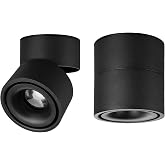 Vrnzau LED Ceiling Spotlight - Wall Light 360&deg;Adjustable Ceiling Downlight COB Lighting LED Wall Lamp or Spot Light Cool White 10W 6000K / Warm White 3000K (Black, 3000K（Warm Light）)