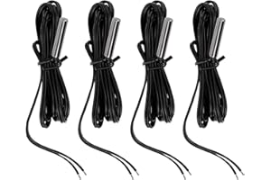 4pcs 10K 3950 NTC Temperature Sensor Probe, 1m/39.37in Waterproof 10K Thermistor Probe for Refrigerator Freezer Aquarium Wate