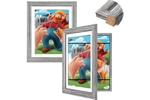 GULETHUN Kids Artwork Frames Changeable, [2Pack] [Solid Wood] Kids Art Frame, 10x12.5 Front Opening Artwork Display Storage Frame for Wall, Holds 150Pcs, for 3D Art, Crafts, Children Drawings, Gray