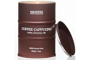 M&SENSE Coffee Cappucino Scented Candles for Home, 11.3oz Natural Soy Candles 70 Hours Long Lasting Burning, Unique Coffee Ca