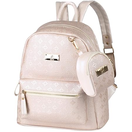 Vbiger Rucksack Damen Elegant PU Leder Rucksack Mädchen für Frauen Beige2