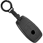 WelaDawn Key Fob Cover Leather Compatible for Mercedes Benz 2019-2023 C, E Class,2017-2023 GLS, GLB, G Class, 2020-2023 GLC, 2020-2025 GLE, AMG, 2016-2023 CLS, 2017-2022 S Class, CL (3 Button )