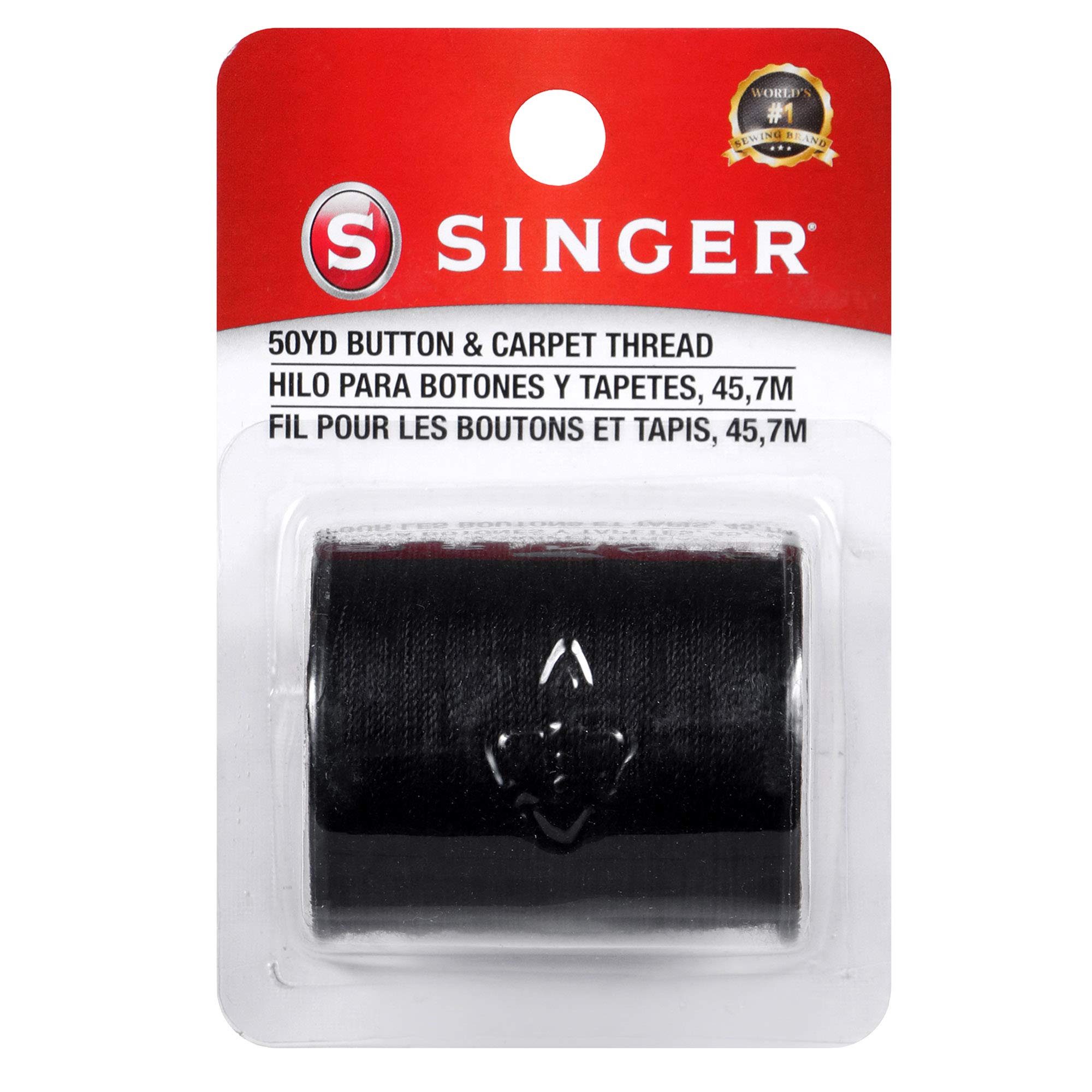 SINGER 67110 Button & Carpet Sewing Thread, 50-Yards, Black, 3.80 x 1.50 x 2.50 inches