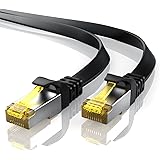 CSL &ndash; 5m - CAT.7 Gigabit Ethernet LAN Flachband Netzwerkkabel | Flachbandkabel / Verlegekabel (RJ45) | 10/100/1000 Mbit/s | Patchkabel / Flachkabel | kompatibel zu CAT.5 / CAT.5e / CAT.6 | schwarz