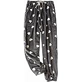 codcm Womens Fuzzy Pajama Pants Cute Heart Sleep Lounge Bottoms Comfy Soft Long Pj Pants with Pockets